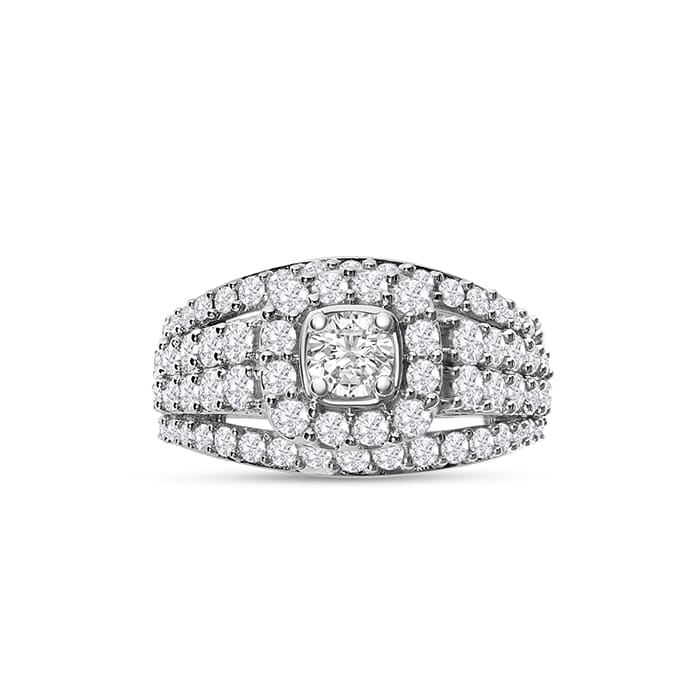 Estate Jewelry 2 Carat Diamond Engagement Ring In 14 Karat White Gold, Size 7