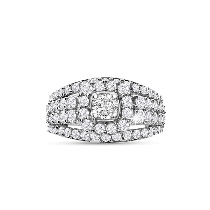 Estate Jewelry 2 Carat Diamond Engagement Ring In 14 Karat White Gold, Size 7
