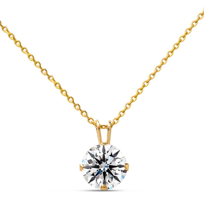 1/4 Carat Moissanite Solitaire Necklace In Yellow Gold With Free Chain