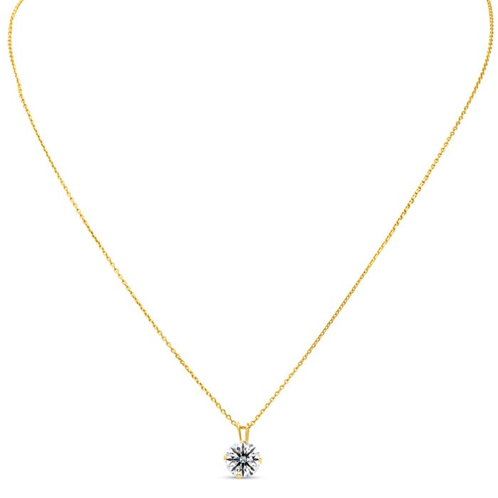 1/4 Carat Moissanite Solitaire Necklace In Yellow Gold With Free Chain