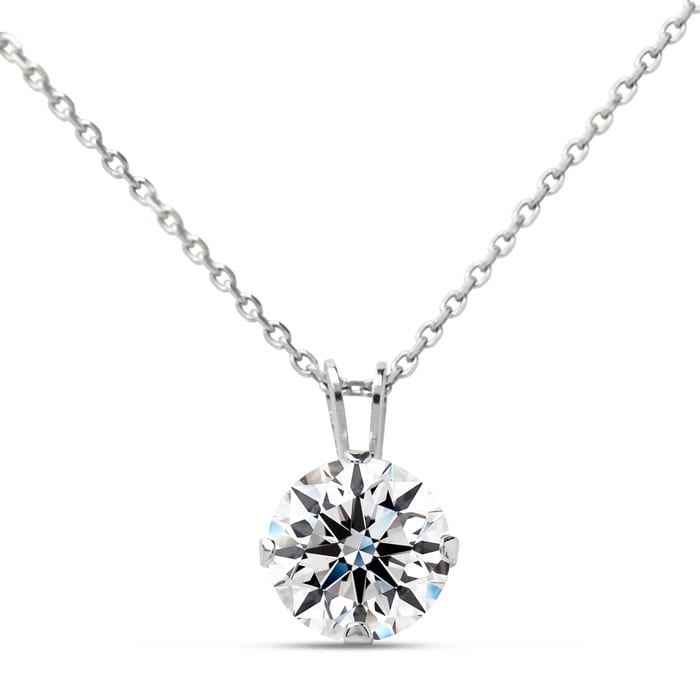 1/2 Carat Moissanite Solitaire Necklace In White Gold With Free Chain