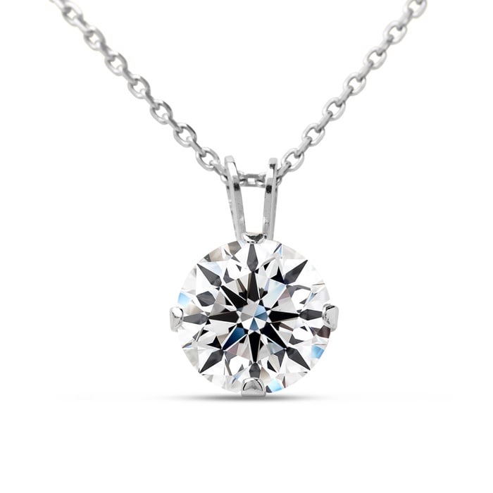 1 Carat Moissanite Solitaire Necklace In White Gold With Free Chain