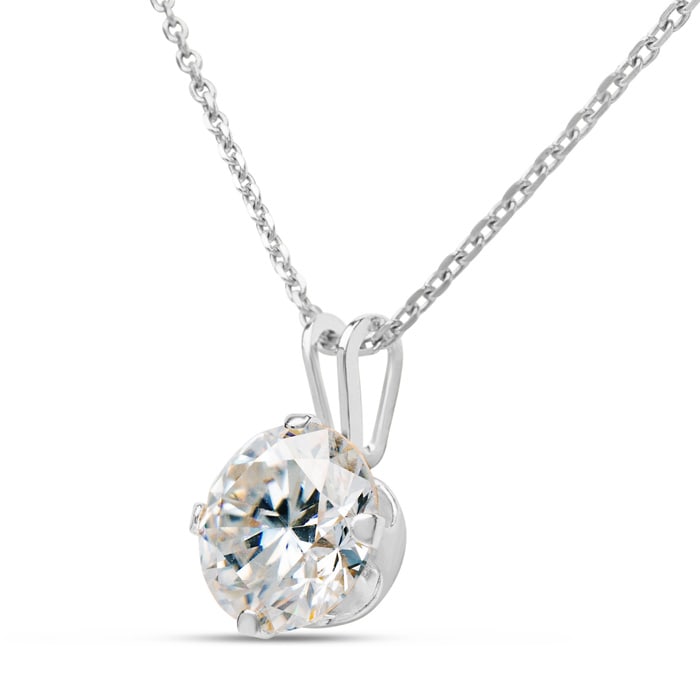 1 Carat Moissanite Solitaire Necklace In White Gold With Free Chain