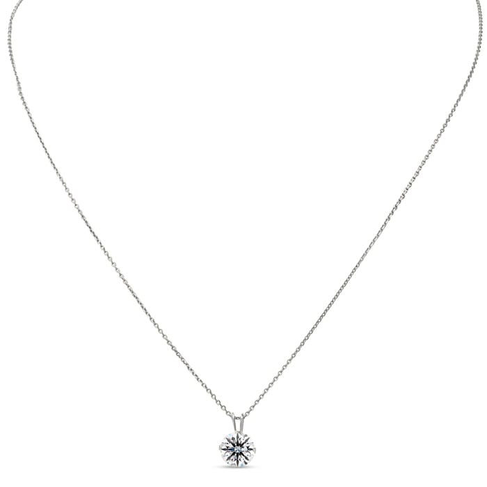 1 Carat Moissanite Solitaire Necklace In White Gold With Free Chain