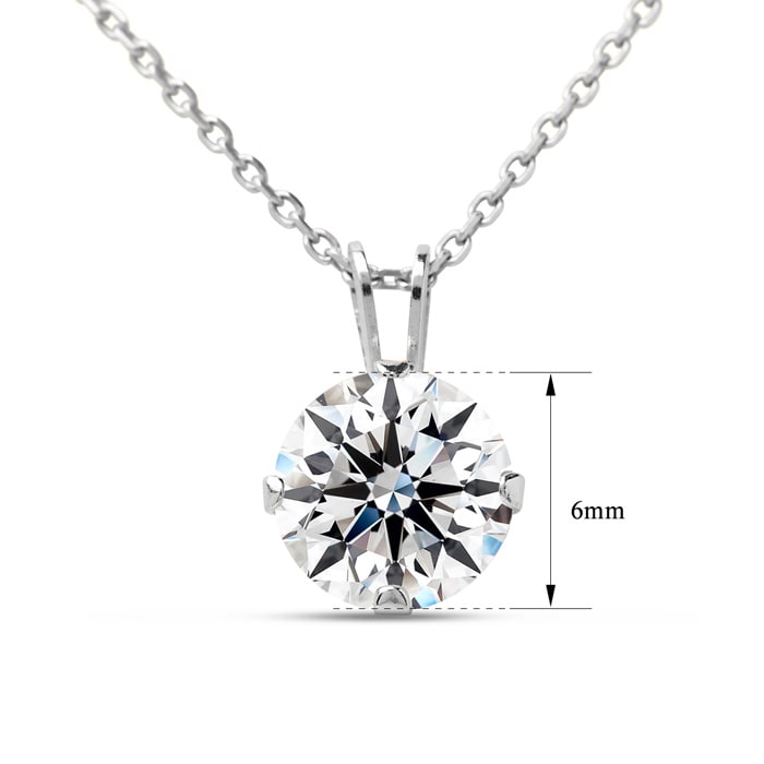 1 Carat Moissanite Solitaire Necklace In White Gold With Free Chain