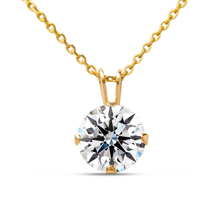 1 Carat Moissanite Solitaire Necklace In Yellow Gold With Free Chain
