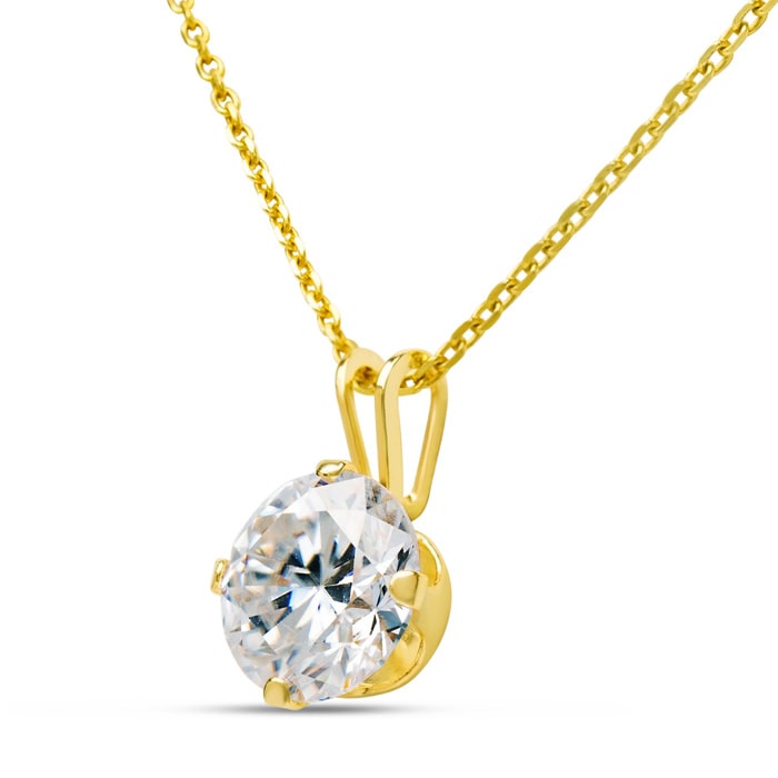 1 Carat Moissanite Solitaire Necklace In Yellow Gold With Free Chain