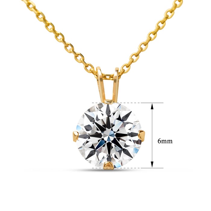 1 Carat Moissanite Solitaire Necklace In Yellow Gold With Free Chain