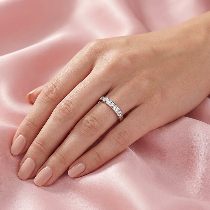 Estate Jewelry 1/4 Carat Diamond Wedding Band In 14 Karat White Gold, Size 6