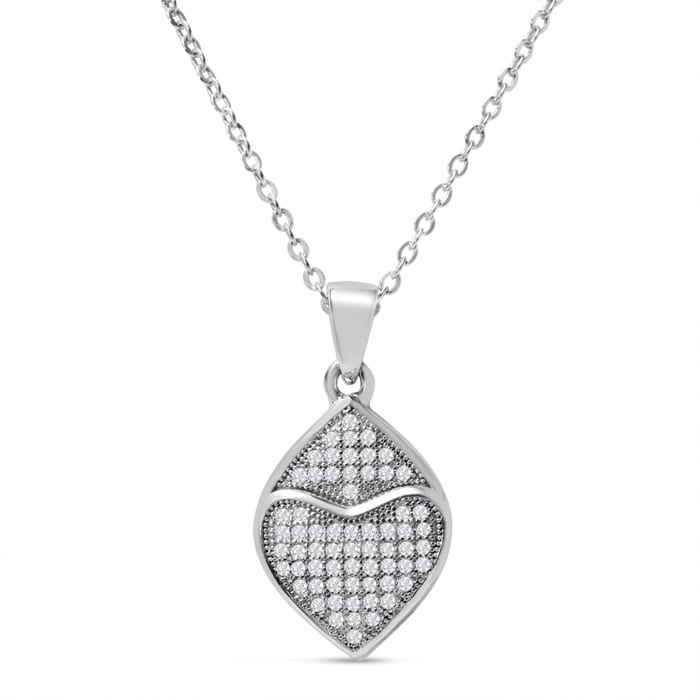 Estate Jewelry Sparkle Double Heart Necklace With Cubic Zirconias In Sterling Silver, 18 Inches