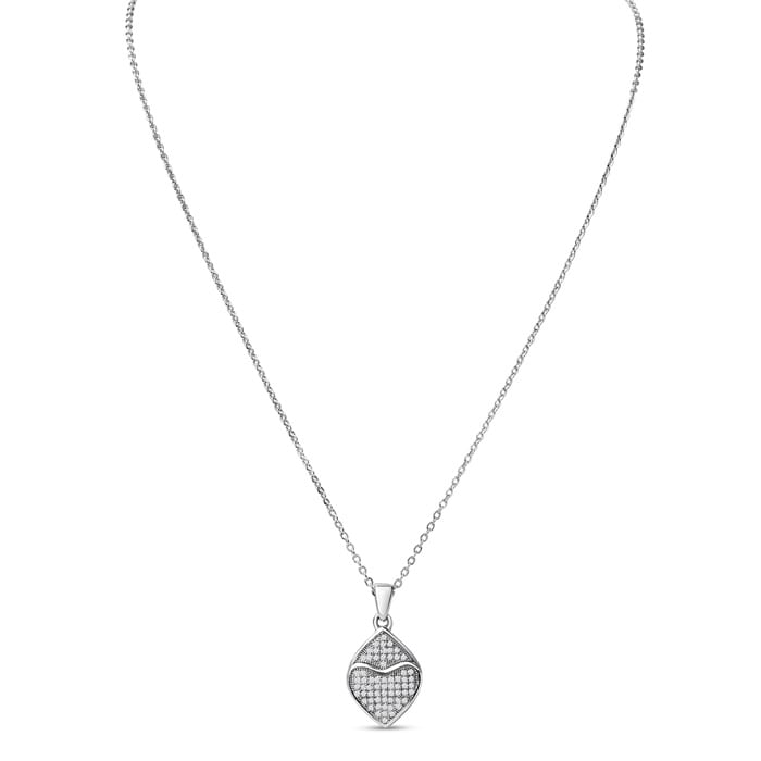 Estate Jewelry Sparkle Double Heart Necklace With Cubic Zirconias In Sterling Silver, 18 Inches
