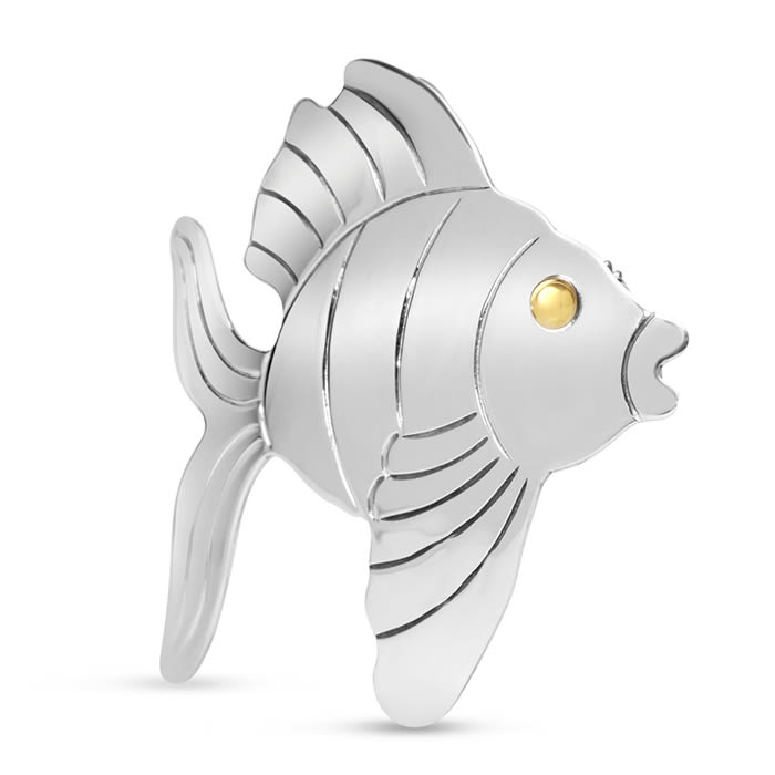 Estate Jewelry Vintage Angel Fish Brooch In Sterling Silver