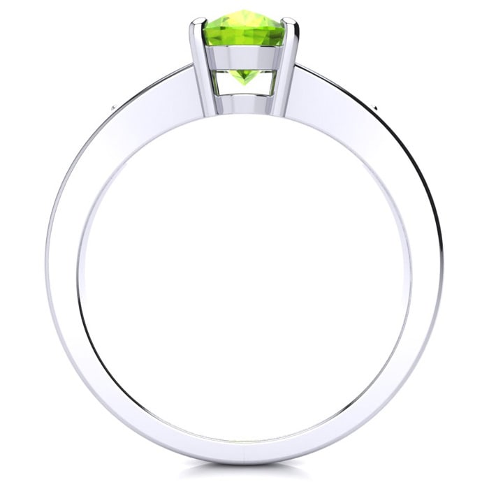 1 1/2ct Oval Shape Peridot and Diamond Ring in 10k White Gold