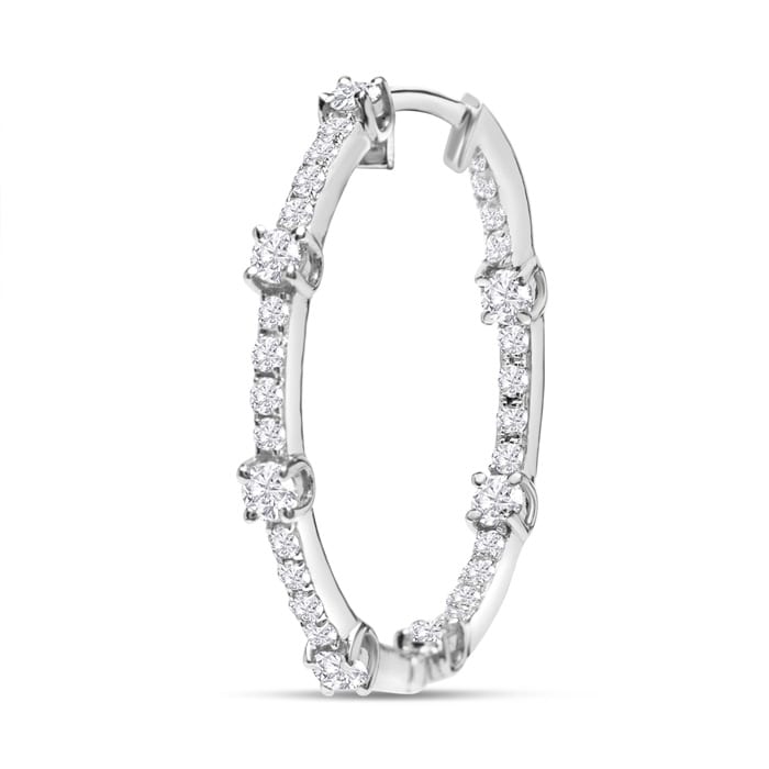 Estate Jewelry 3/4 Carat Diamond Hoop Earrings In 14K White Gold