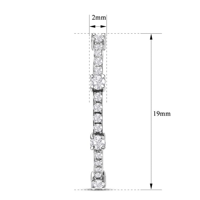 Estate Jewelry 3/4 Carat Diamond Hoop Earrings In 14K White Gold