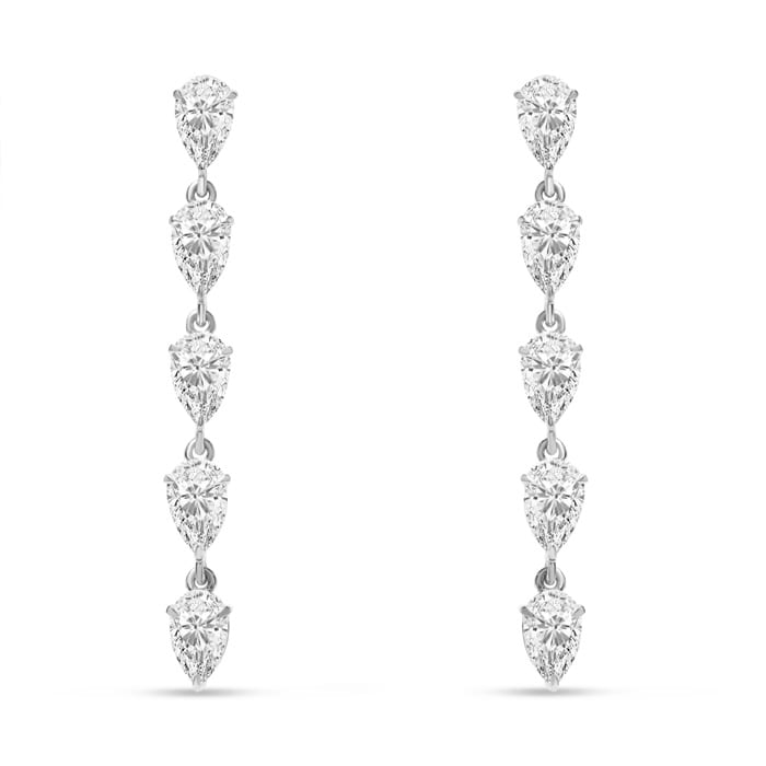Estate Jewelry 2.44 Carat Fancy Diamond Drop Earrings In 14K White Gold