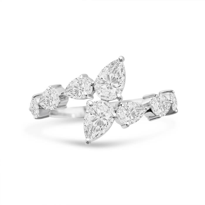 Estate Jewelry 2.28 Carat Diamond Fancy Ring In 14K White Gold, Size 7