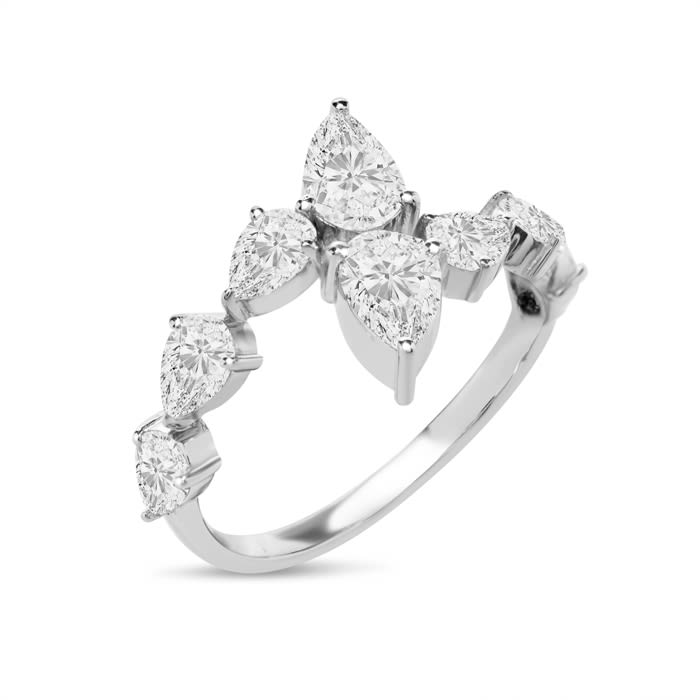 Estate Jewelry 2.28 Carat Diamond Fancy Ring In 14K White Gold, Size 7