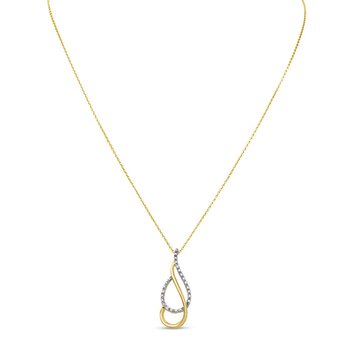 Diamond Accented Modern Necklace In Yellow Gold Over Sterling Silver With Free 18 Inch Chain