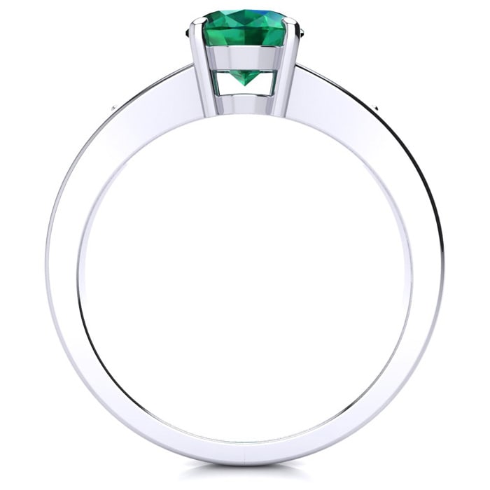 1 1/5ct Oval Shape Emerald and Diamond Ring in 10k White Gold