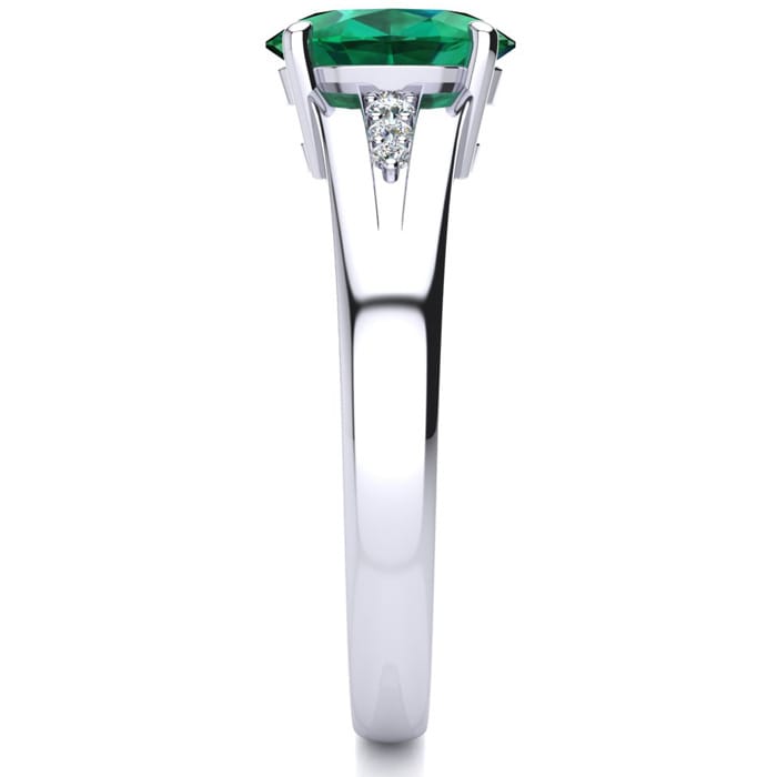 1 1/5ct Oval Shape Emerald and Diamond Ring in 10k White Gold