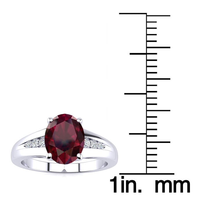 1 1/2ct Oval Shape Ruby and Diamond Ring in 10k White Gold