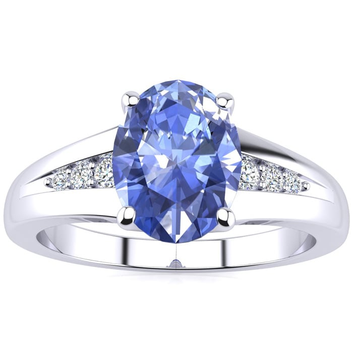 1 1/3ct Oval Shape Tanzanite and Diamond Ring in 10k White Gold