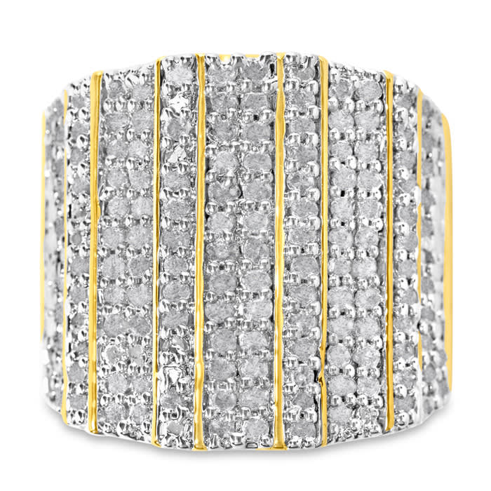 Estate Jewelry 2 Carat Natural Diamond Wide Fashion Ring In Yellow Gold Overlay