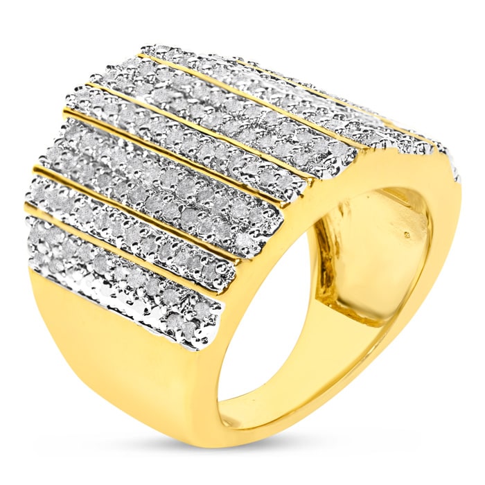 Estate Jewelry 2 Carat Natural Diamond Wide Fashion Ring In Yellow Gold Overlay