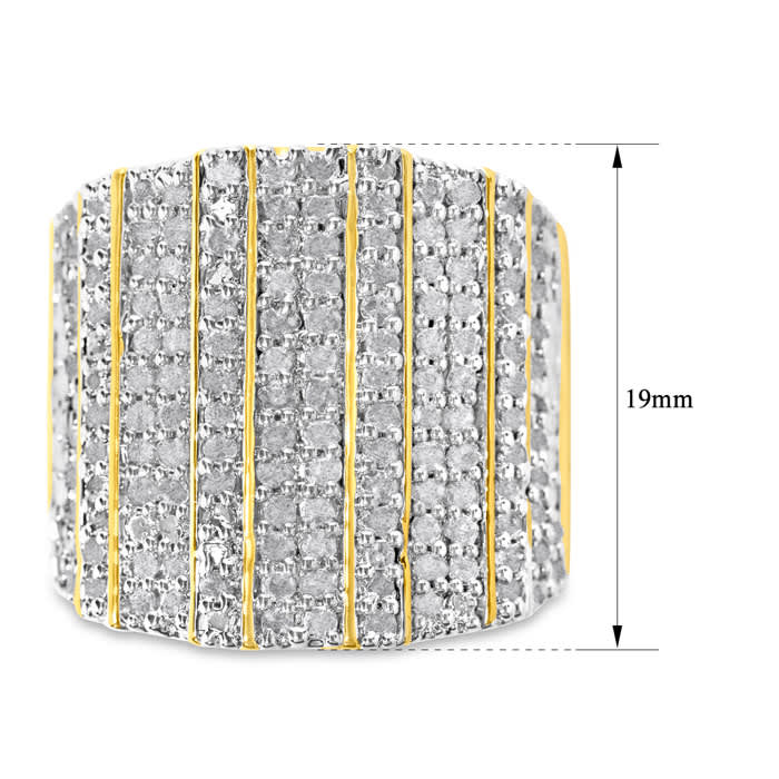 Estate Jewelry 2 Carat Natural Diamond Wide Fashion Ring In Yellow Gold Overlay
