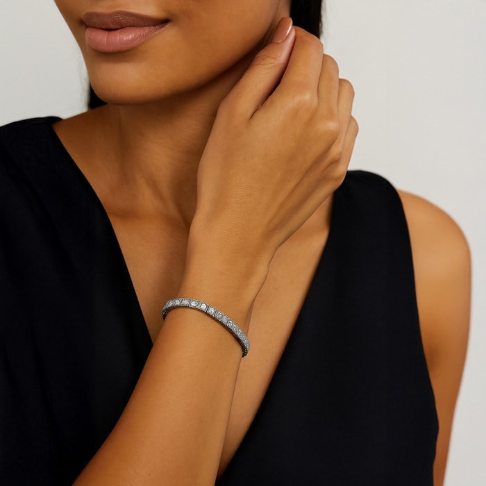 1 Carat Natural Diamond Bracelet In Sterling Silver, 7 Inches