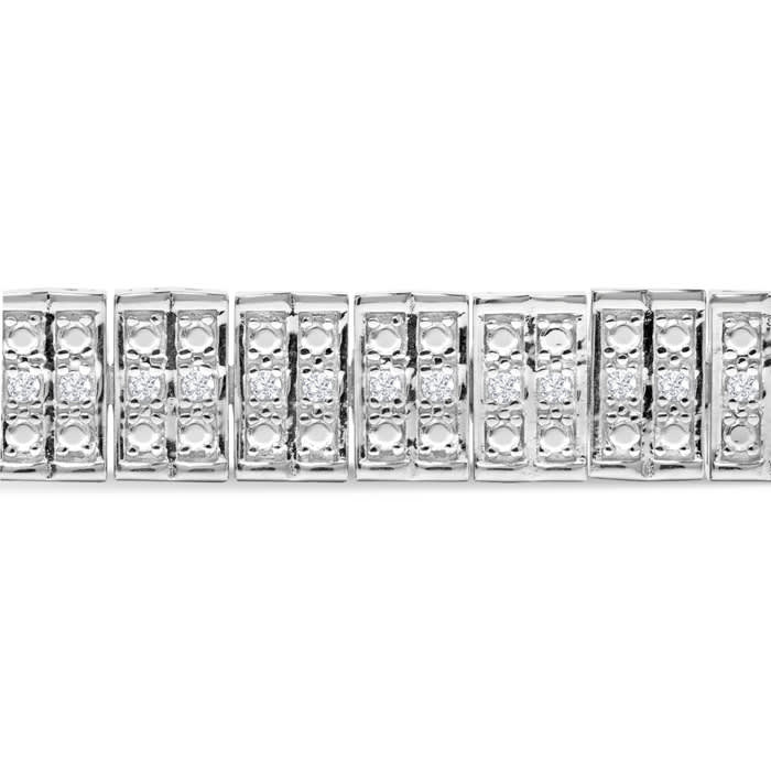 1 Carat Three Row Diamond Bracelet In Sterling Silver, 7 Inches