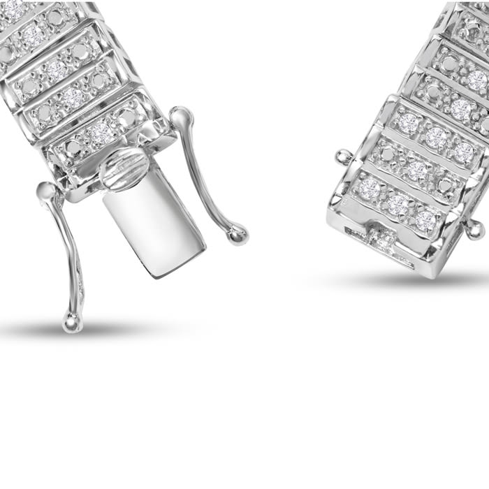 1 Carat Three Row Diamond Bracelet In Sterling Silver, 7 Inches