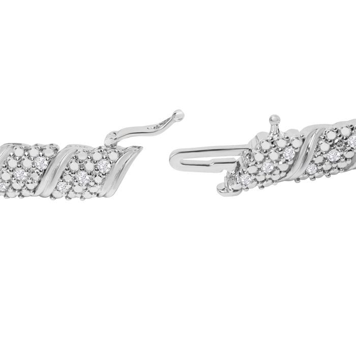 1 Carat Classic Diamond Bracelet In Sterling Silver, 7 Inches