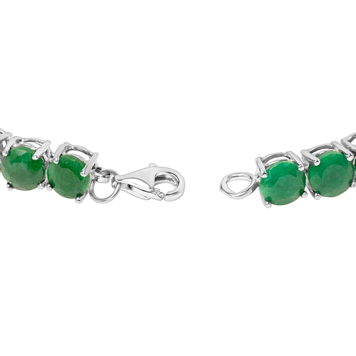 20 Carat Emerald Tennis Bracelet In Sterling Silver, 7 Inches