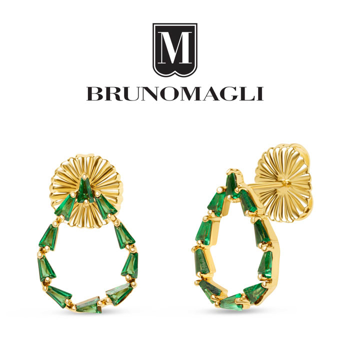 Bruno Magli Stefania Gold Earrings, Smeraldo