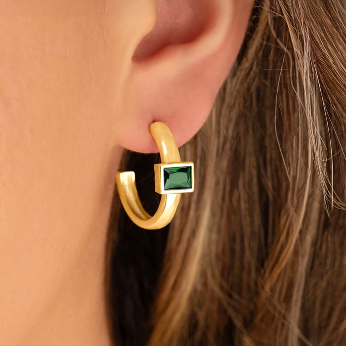 Bruno Magli Felecia Gold Earrings, Smeraldo