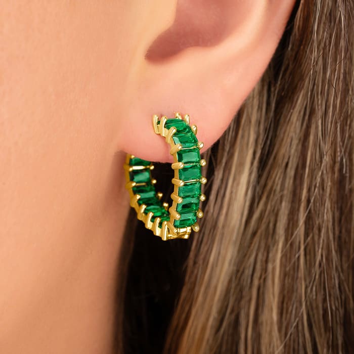 Bruno Magli Rosa Gold Earrings, Smeraldo