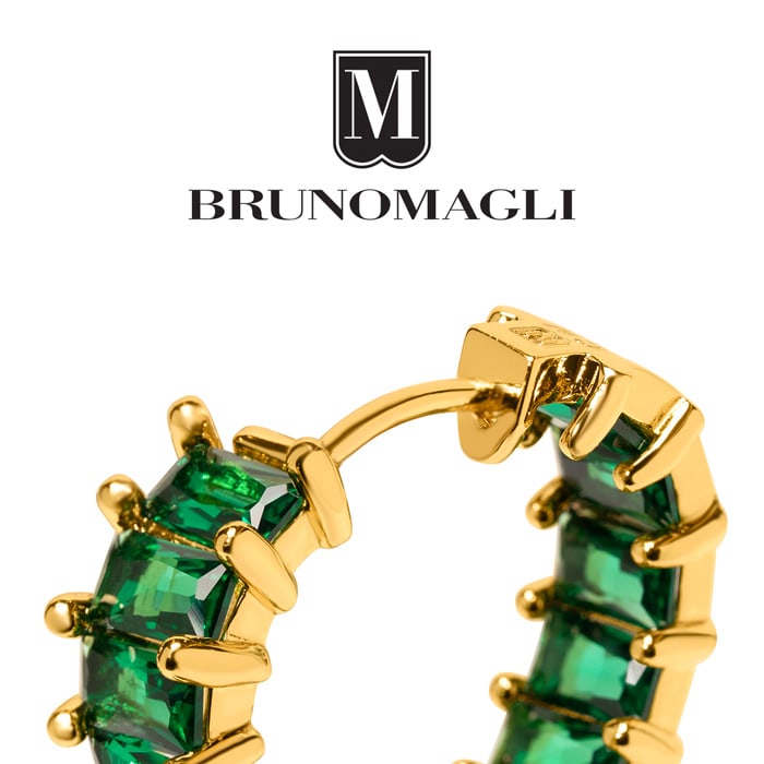 Bruno Magli Rosa Gold Earrings, Smeraldo