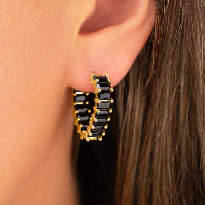 Bruno Magli Rosa Gold Earrings, Nera