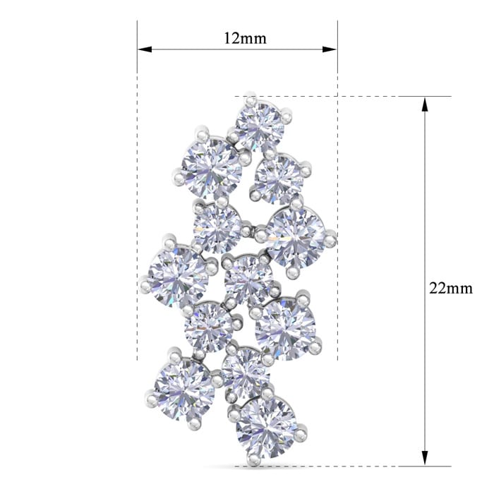 3 1/2 Carat Lab Grown Diamond Cluster Drop Earrings In 14 Karat White Gold