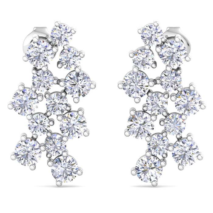 3 1/2 Carat Lab Grown Diamond Cluster Drop Earrings In 14 Karat White Gold