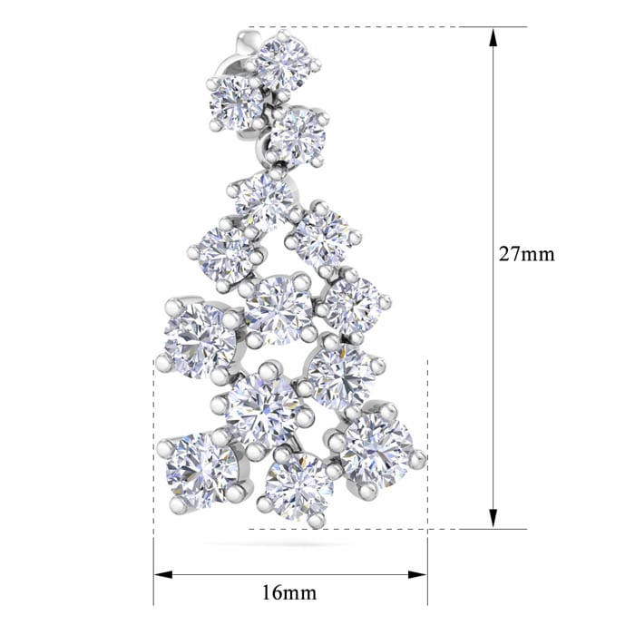 4 Carat Lab Grown Diamond Cluster Drop Earrings In 14 Karat White Gold