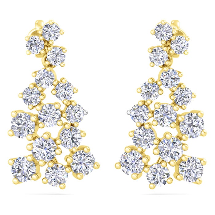 4 Carat Lab Grown Diamond Cluster Drop Earrings In 14 Karat Yellow Gold