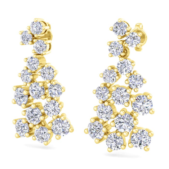 4 Carat Lab Grown Diamond Cluster Drop Earrings In 14 Karat Yellow Gold