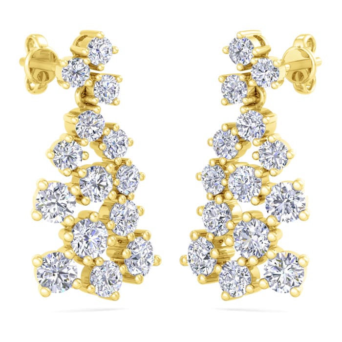 4 Carat Lab Grown Diamond Cluster Drop Earrings In 14 Karat Yellow Gold