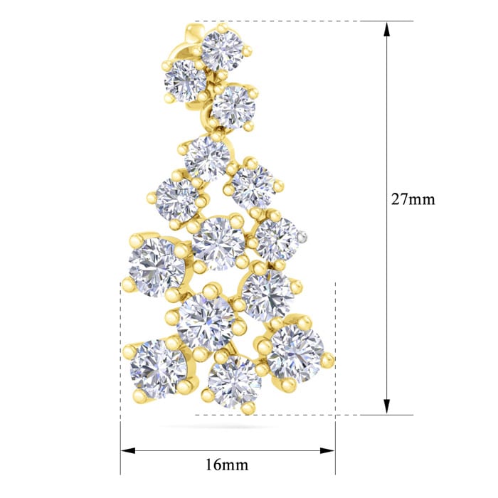 4 Carat Lab Grown Diamond Cluster Drop Earrings In 14 Karat Yellow Gold