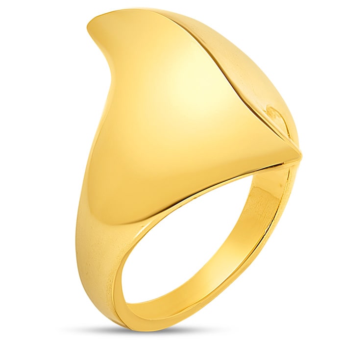 Estate Jewelry Swirl Dome Ring In Yellow Gold Overlay, Size 6.5