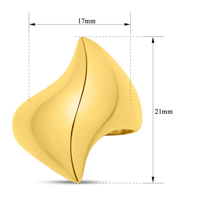 Estate Jewelry Swirl Dome Ring In Yellow Gold Overlay, Size 6.5