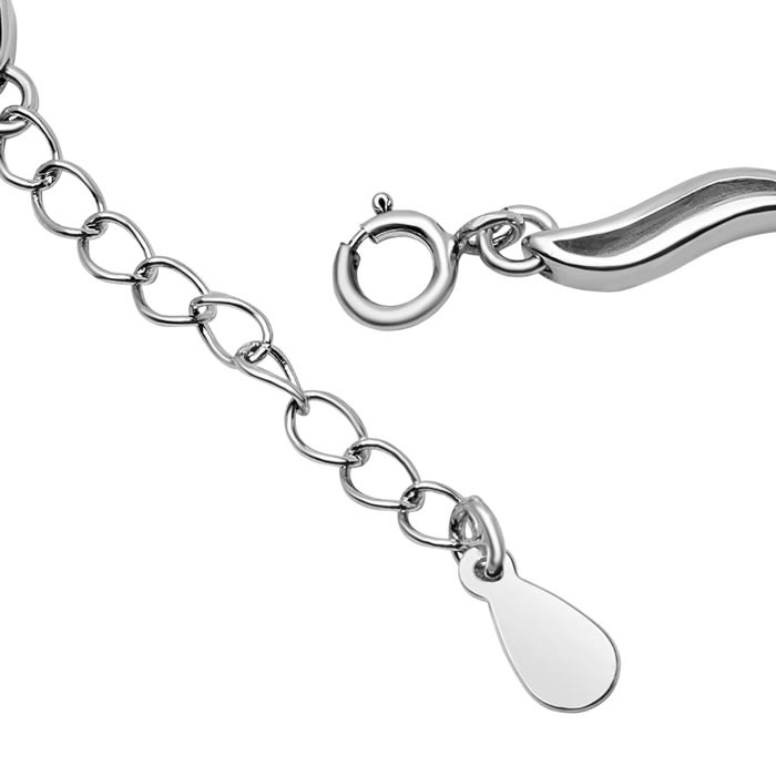 Estate Jewelry Swirl Link Bracelet In Sterling Silver With Zirconias, 7 Inches